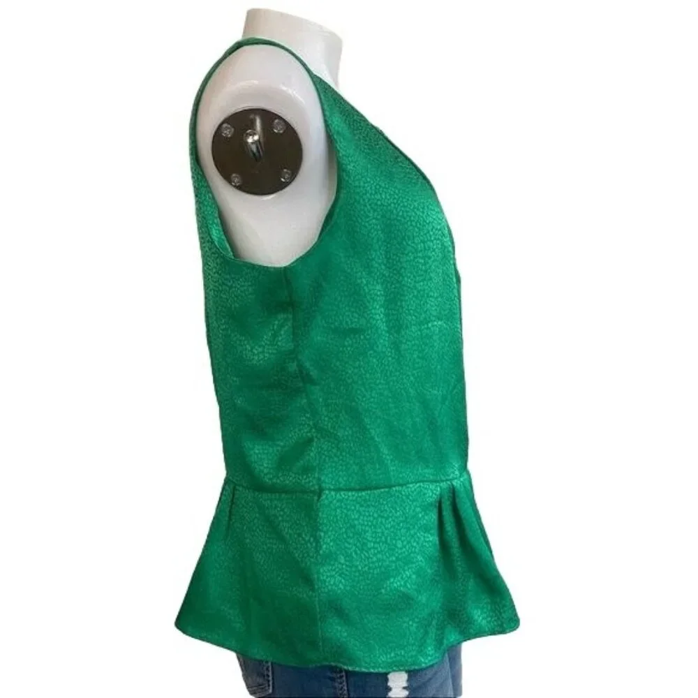 Liz Claiborne Iridescent Emerald Green Ruffled  Blouse Tank Top Size L - Picture 6 of 11